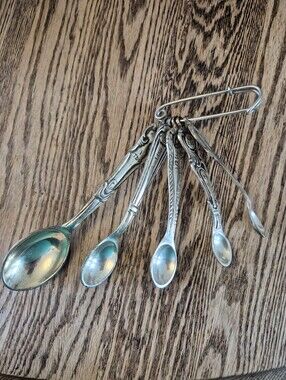 Anthropologie Vintage-style Flatware Measuring Spoons On Safety Pin